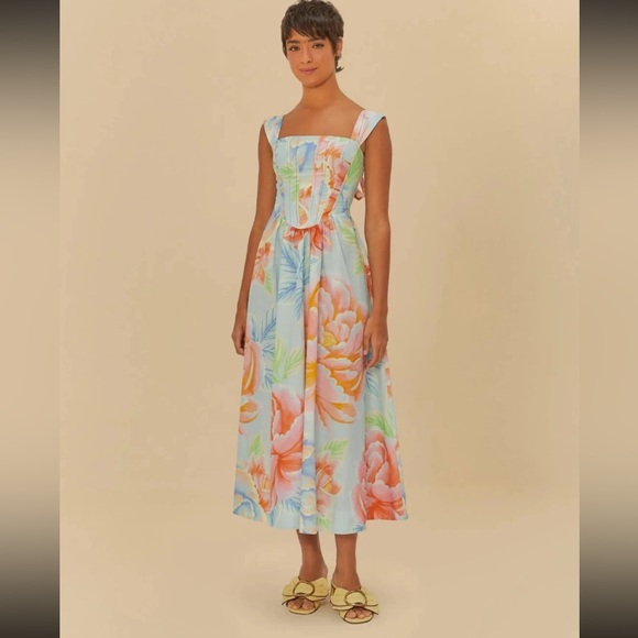 NWT Farm Rio Floral Sofia Corset Bustier Dress